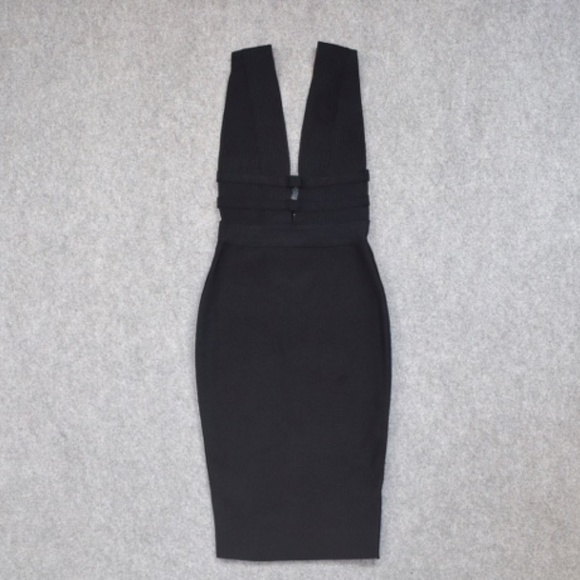 New Spring Women Hollow Cut Out Bandage Bodycon Dress New Sexy Black Size Large - Picture 3 of 5